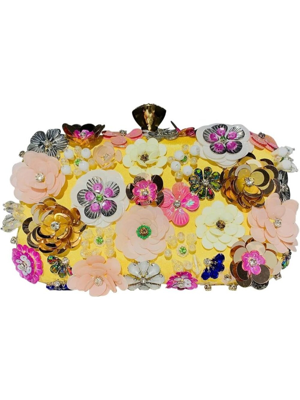 〽️Women's Yellow Flower Clutch Purse Evening Handbag Chain Strap Shoulder Bag